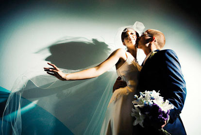 Playful wedding couple shadow portrait by Amelia Lyon Photography