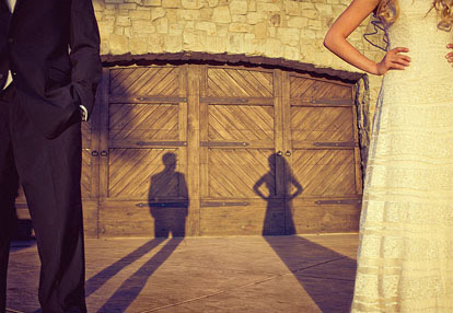 Cool wedding couple shadow portrait by Jeff Newsom