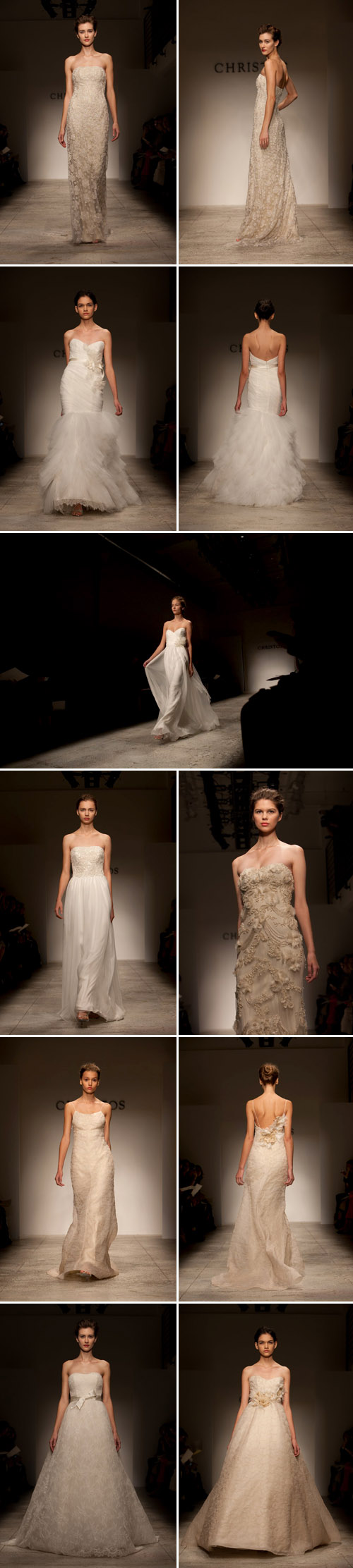 Christos Spring 2011 bridal wedding dress collection runway show, images by John and Joseph Photography