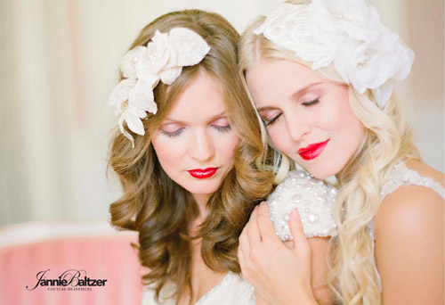 bridal hair accessories and veils from Jannie Baltzer, vintage inspired wedding head pieces