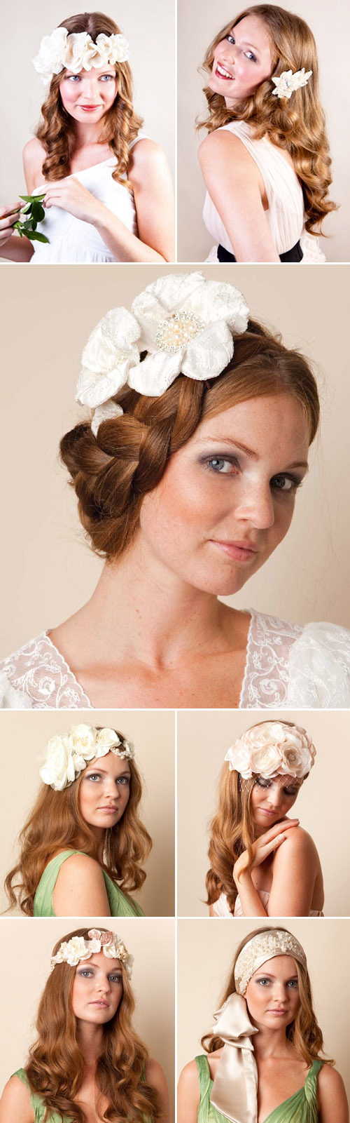 bridal hair accessories and veils from Jannie Baltzer, vintage inspired wedding head pieces