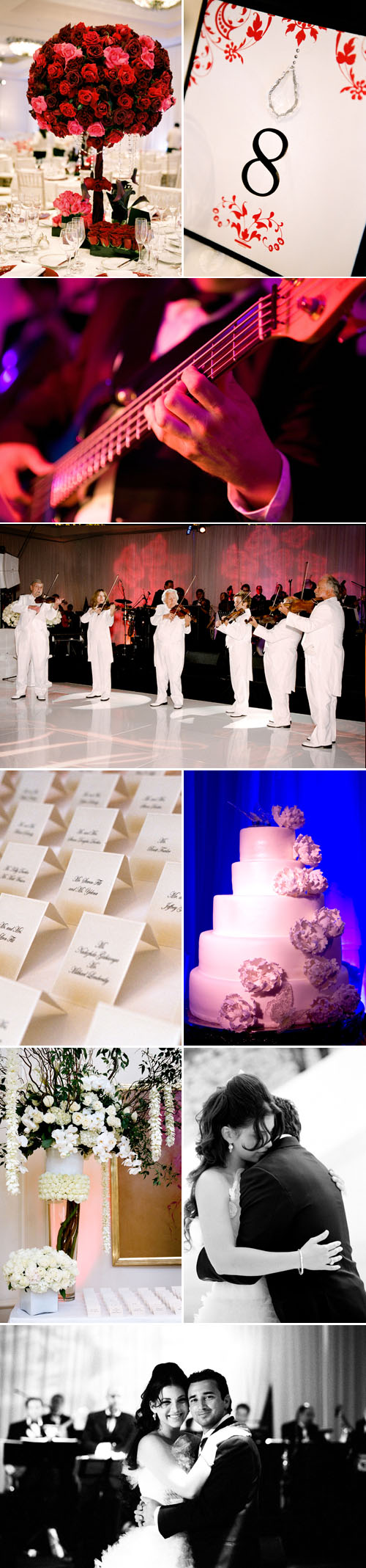 classic southern california real wedding reception at St. Regis Monarch Beach, coordinated by Mindy Weiss, red and white color palette, photos by Yvette Roman Photography