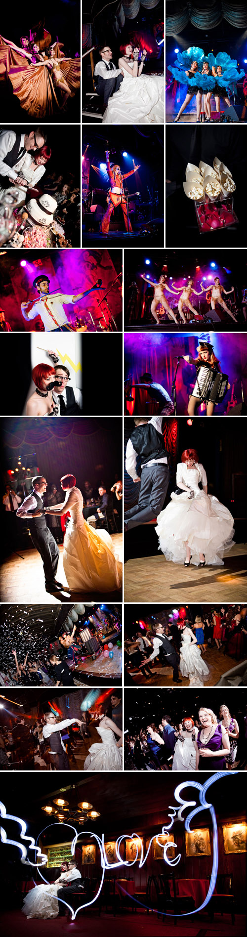 Vaudeville and burlesque inspired wedding at Bimbo's 365 Club in San Francisco, California, photographed by Jules Bianchi