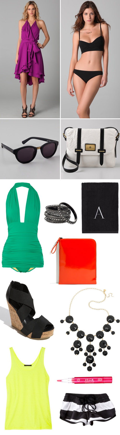 black and white honeymoon and resort fashion with bright pops of color!