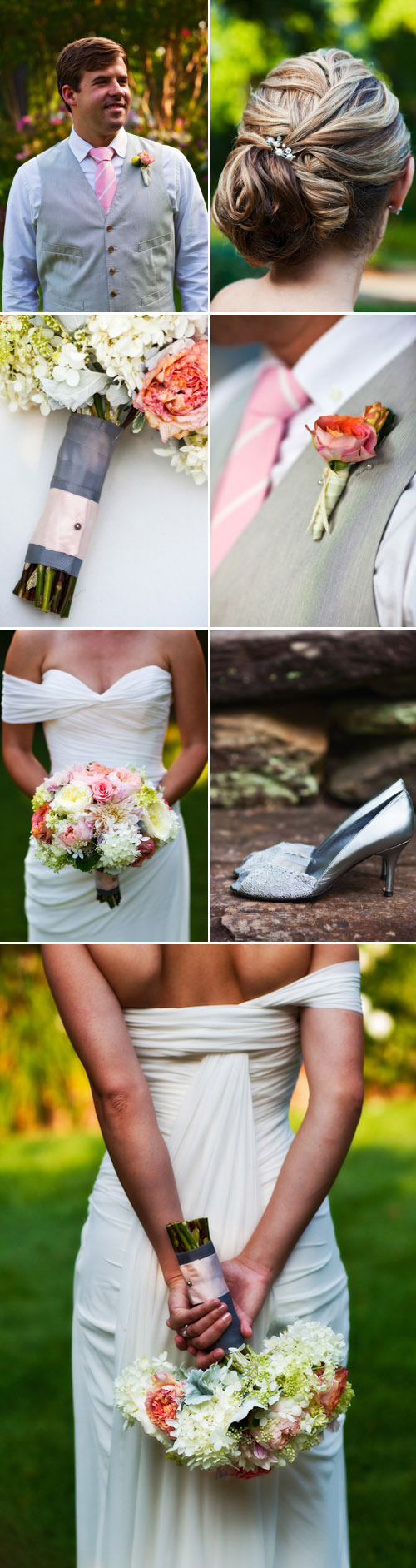 blue and white chevron print wedding decor, garden wedding ideas and inspiration shoot at Charlottesville, Virginia's Clifton Inn, photos by Holland Photo Arts