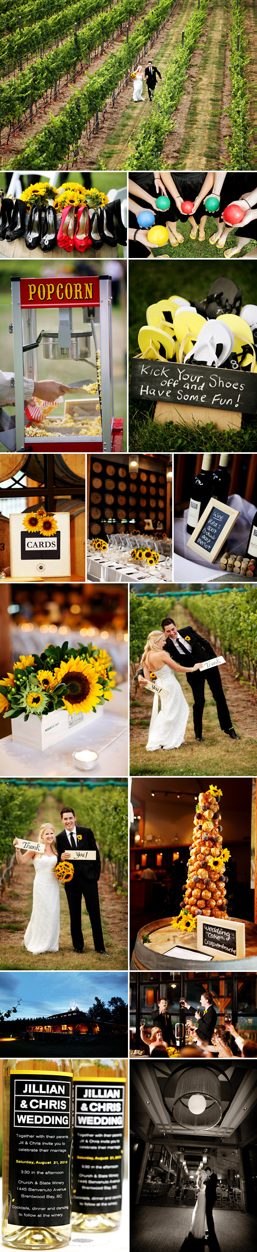 summer sunflower vineyard wedding at Church & State Winery in Brentwood Bay, BC, photos by Chris + Lynn