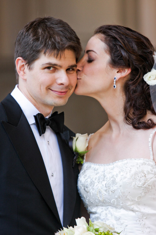 classic and elegant black tie wedding at San Francisco City Hall, ivory, silver, peach and sage green Art Deco wedding decor, photos by Michelle Walker Photography