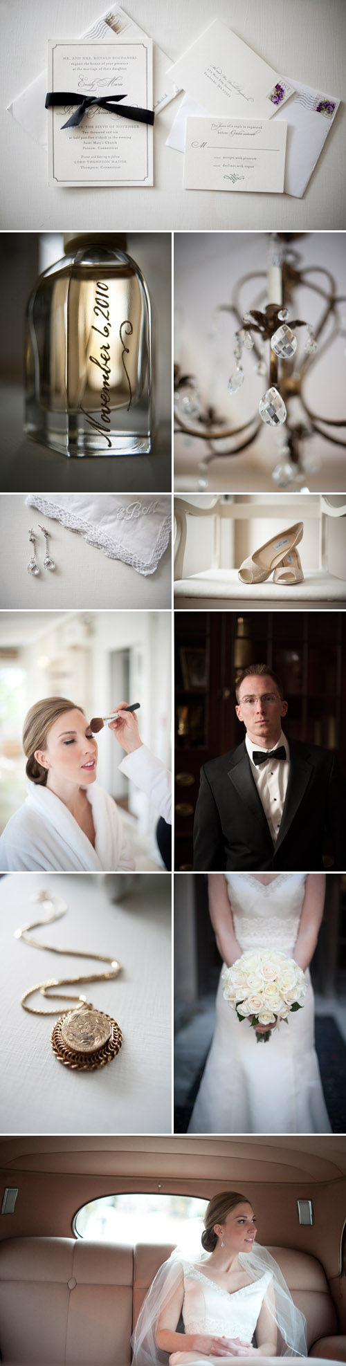 classic cream and white real wedding at Lord Thompson Manor in Thompson, CT, photographed by Justin and Mary Photography