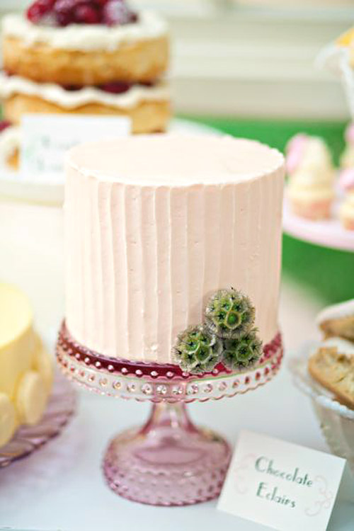 colorful wedding cake stands from Sweet and Saucy Supply Shop, vintage and milkglass cake stands via JunebugWeddings.com
