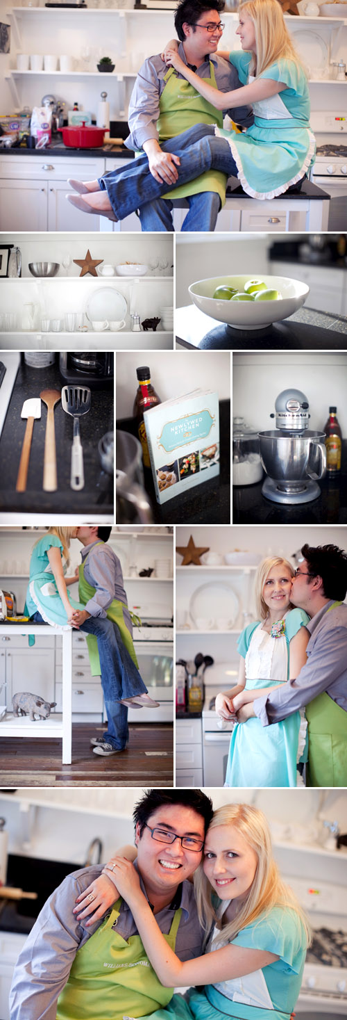 baking cookies in the kitchen engagement shoot by Melissa Jill Photography
