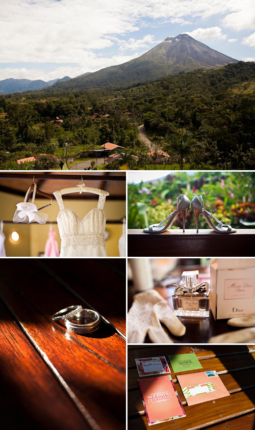 coral pink, olive green and tropical orange destination wedding in La Fortuna, Costa Rica, photos by A Brit and a Blonde