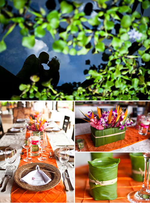 coral pink, olive green and tropical orange destination wedding in La Fortuna, Costa Rica, photos by A Brit and a Blonde