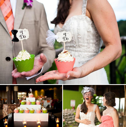 coral pink, olive green and tropical orange destination wedding in La Fortuna, Costa Rica, photos by A Brit and a Blonde