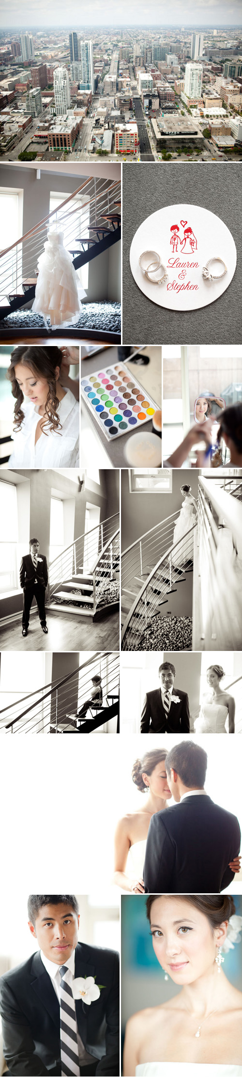 Yellow and gray downtown chicago wedding, photos by LA wedding photographer Caroline Tran