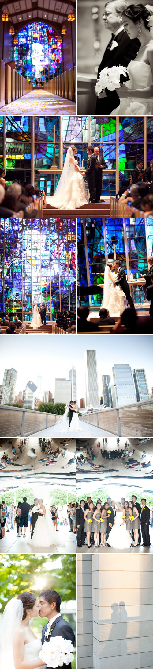 Yellow and gray downtown chicago wedding, photos by LA wedding photographer Caroline Tran
