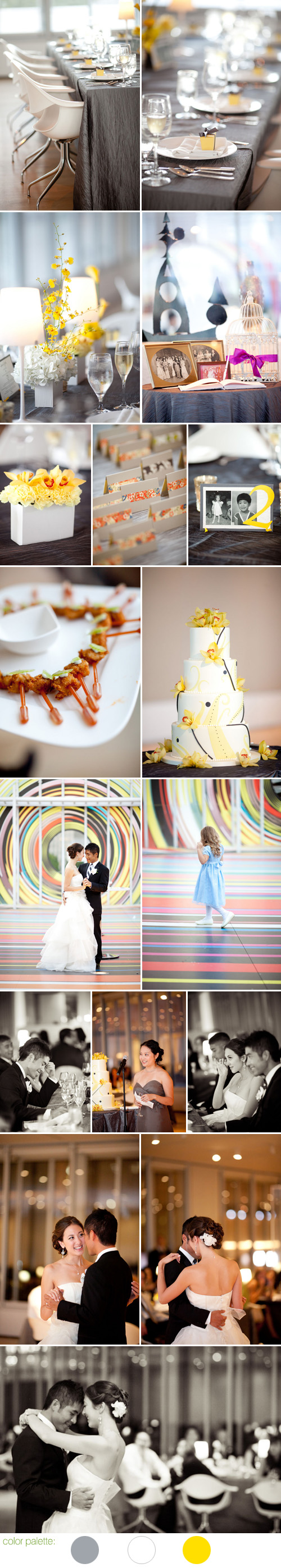 Yellow and gray downtown chicago wedding, photos by LA wedding photographer Caroline Tran