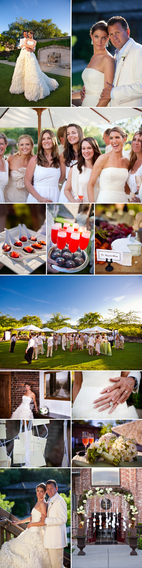 sophisticated Napa Valley vineyard wedding at The Vintage Estate, Vera Wang wedding dress, white, pink and green wedding color ideas, photos by Catherine Hall Studios