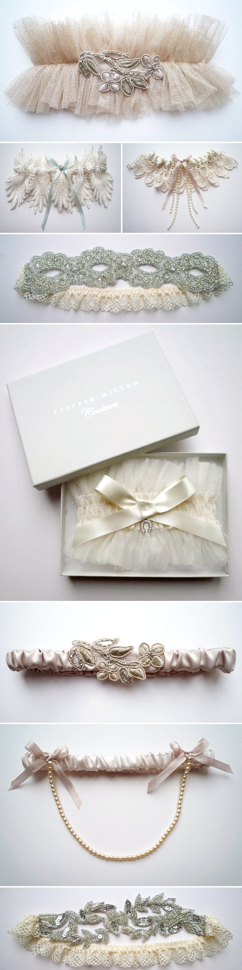 couture bridal garters from Florrie Mitton on Etsy.com