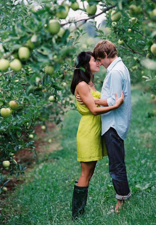 playful couple photos at Carter's Mountain Apple Orchard in Charlottesville, Va
