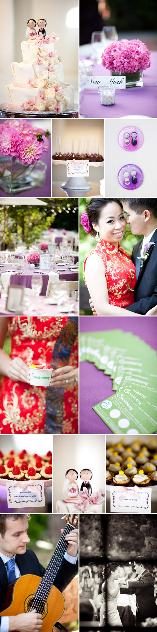 fuchsia, pink, purple and ivory wedding at the Allied Arts Guild in Menlo Park, California, photo by Caroline Tran Photographer