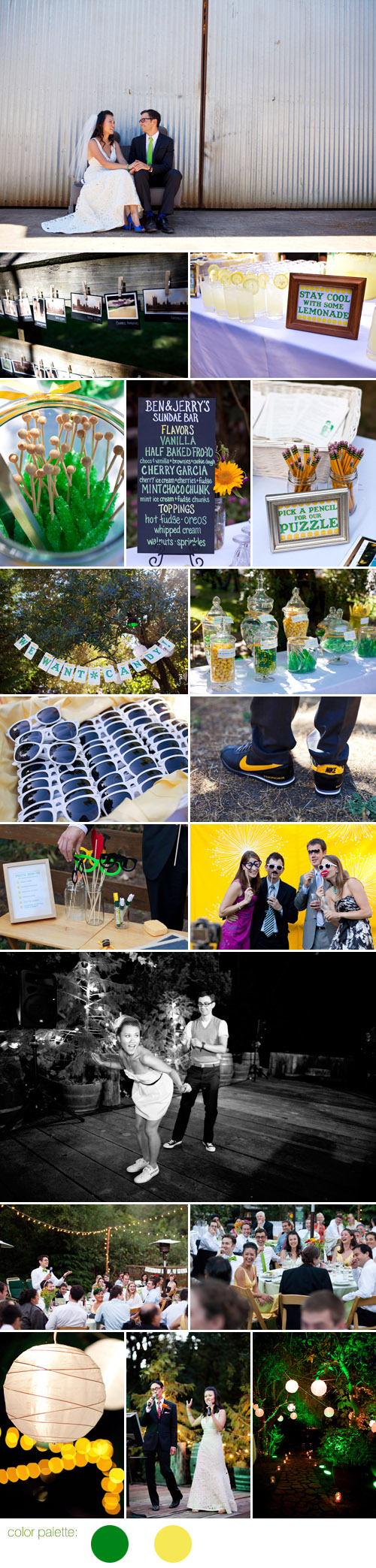 playful summer green and yellow wedding style, Relais du Soleil Glen Ellen, California, photos by Noah Hawthorne Photography