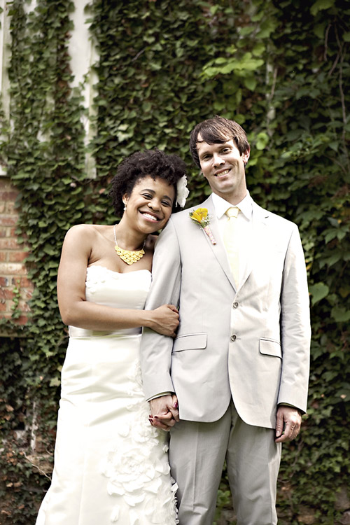 yellow, orange and gray colorful outdoor DIY wedding at Hendry House, Arlington, VA, photos by Sarah Culver Photography