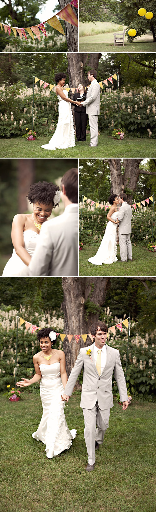 yellow, orange and gray colorful outdoor DIY wedding at Hendry House, Arlington, VA, photos by Sarah Culver Photography