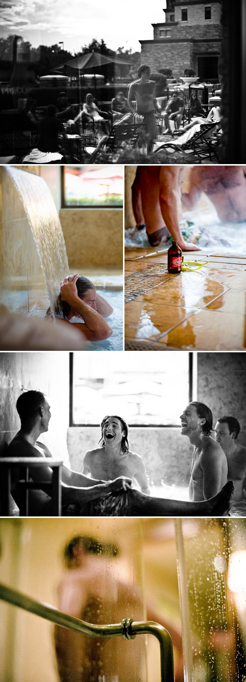 A groom and his groomsmen getting ready on the wedding day, creative Colorado wedding photos from Chowen Photography