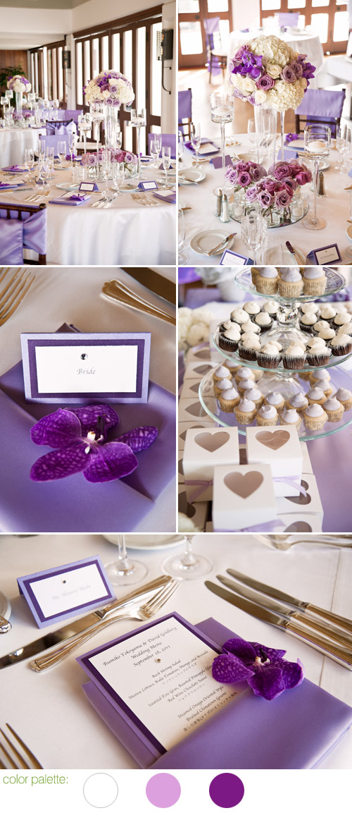 purple, lavender and white hawaii wedding at Halekulani Hotel, Honolulu, photos by Derek Wong