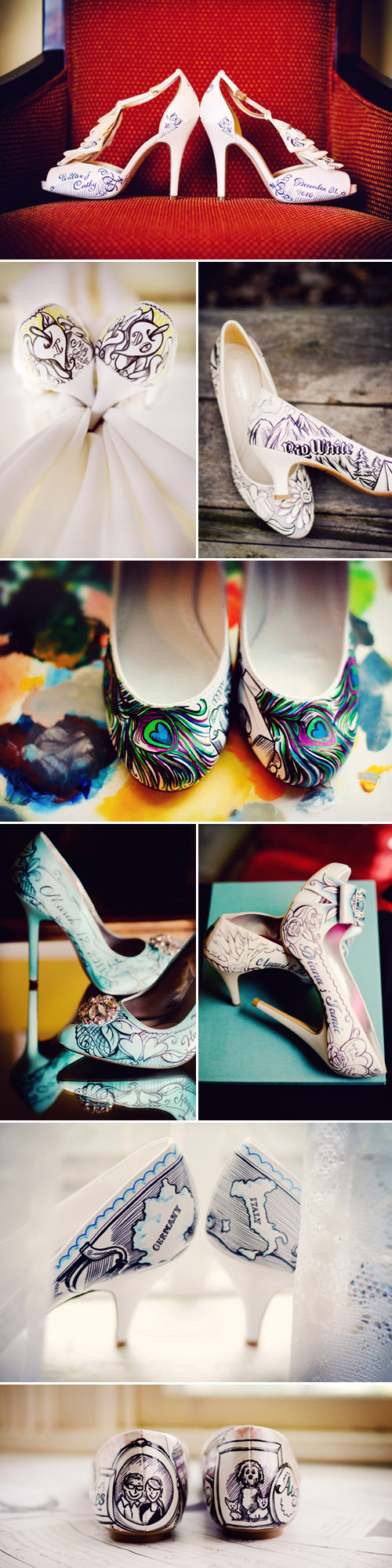 creative hand painted wedding shoes from Figgie Shoes, alternative wedding shoes