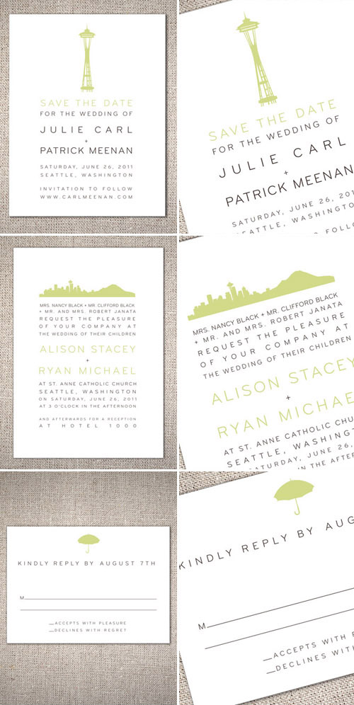 city skyline wedding invitations and save the dates from Hello!Lucky