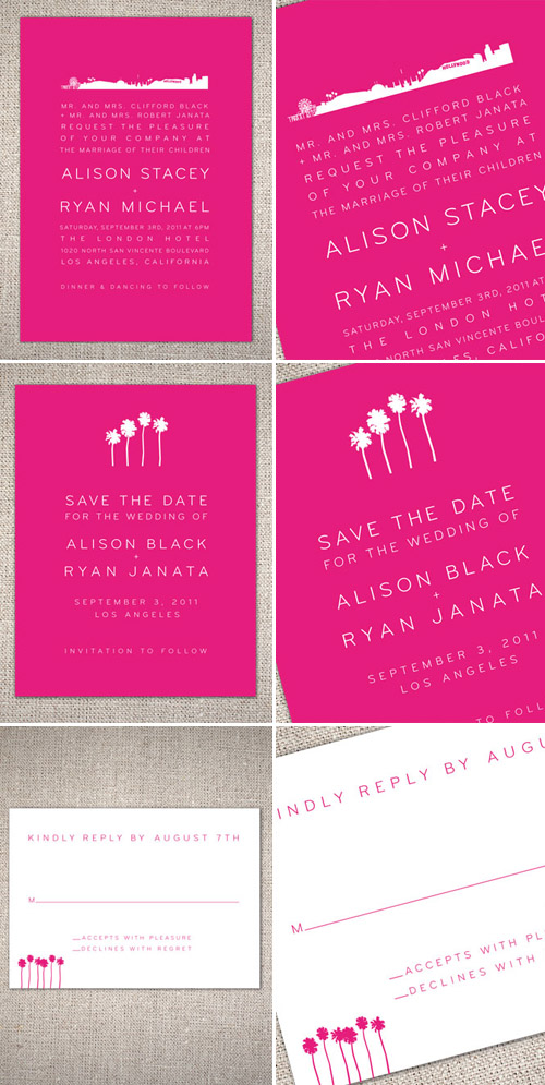 city skyline wedding invitations and save the dates from Hello!Lucky