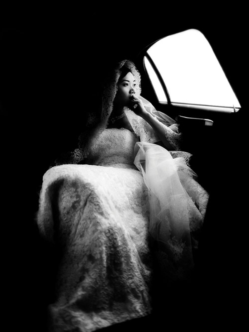 beautiful black and white bridal photo from John and Joseph Photography