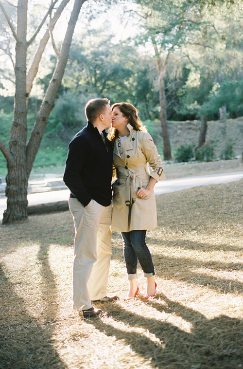 engagement photos of wedding invitation designer and calligrapher Laura Hooper shot near Griffith Observatory in the Hollywood Hills of Los Angeles, photos by Steve Steinhardt