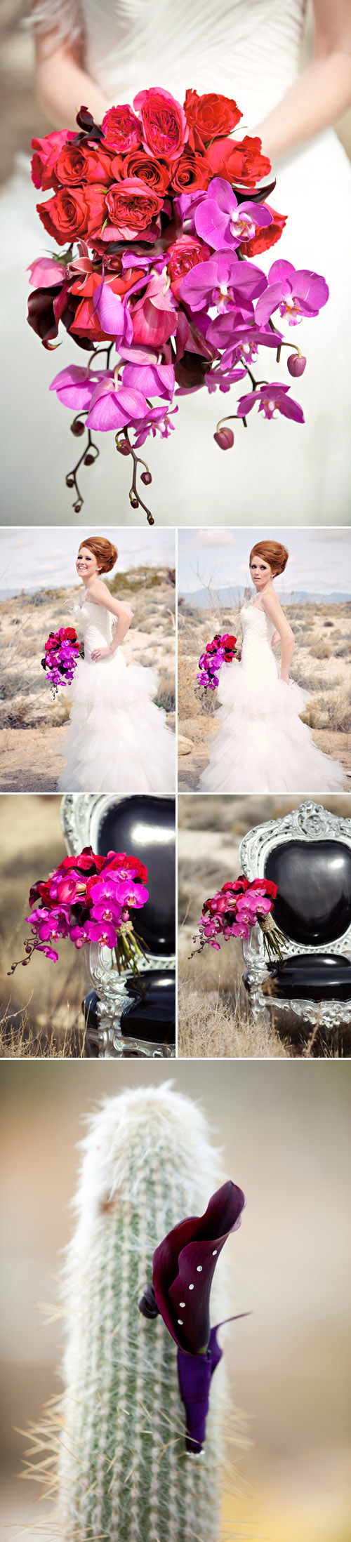 modern Phaleanopsis orchid and eggplant calla lily bridal bouquet by Bella Signature Design, photos by Lemon Fresh Designs, Holly Clarke Photography, tPoz Photography, Kimberly Chan Photography and Poly Mendes Photography