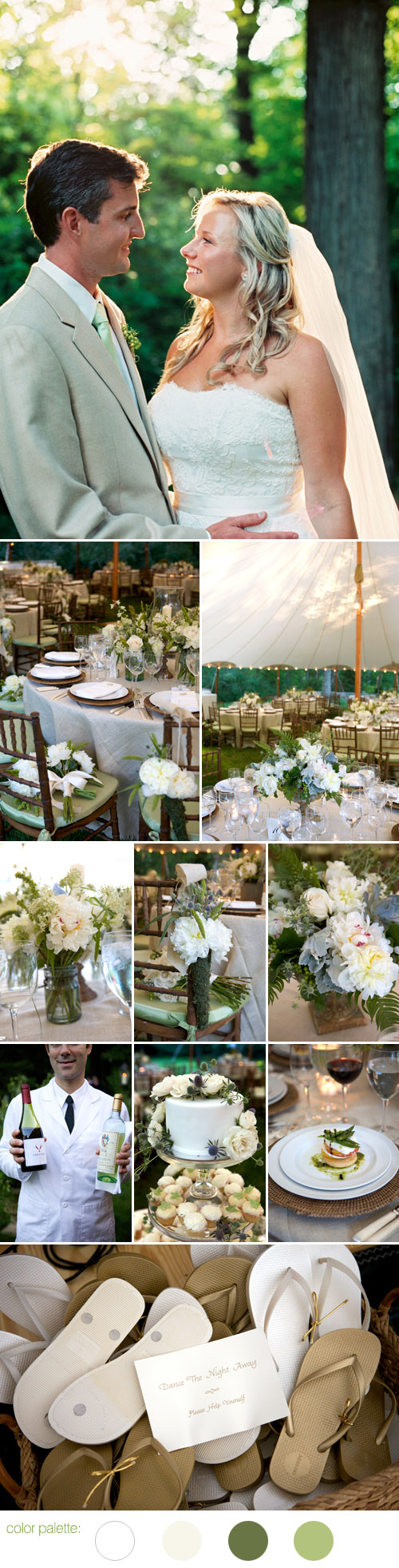 elegant backyard wedding in New Canaan, Connecticut, white, ivory and green wedding color palette, photos by Karen Hill Photography