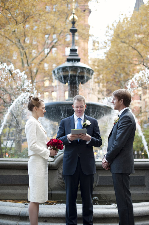 New York City Hall Park wedding, vintage inspired wedding style, photos by Justin & Mary Marantz