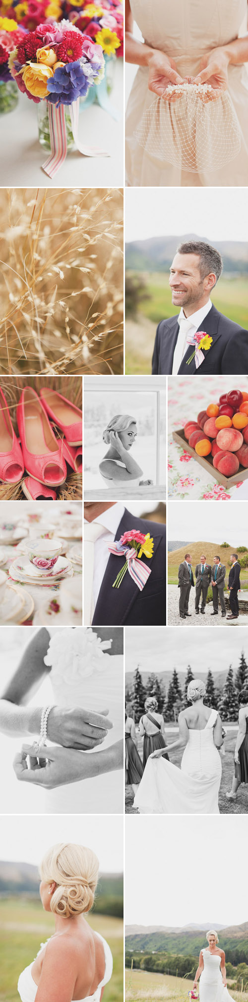 gorgeous colorful outside wedding at Mount Soho Winery, Queenstown, New Zealand photography by Kate MacPhereson