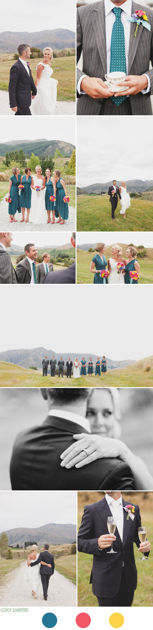 gorgeous colorful outside wedding at Mount Soho Winery, Queenstown, New Zealand photography by Kate MacPhereson