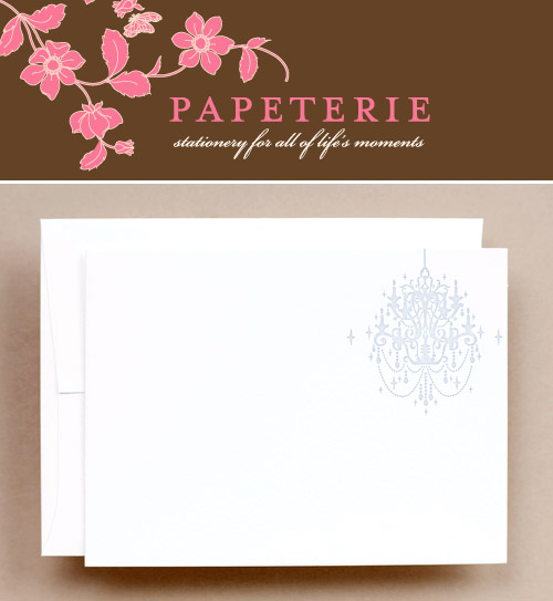 chandelier notecard giveaway from Papeterie!