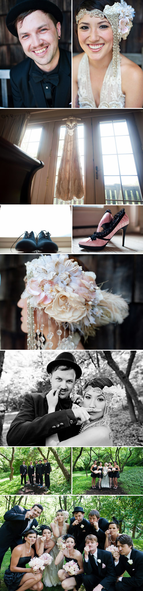 pink, black and white funky and fun vintage wedding style, images by Solar Photographers
