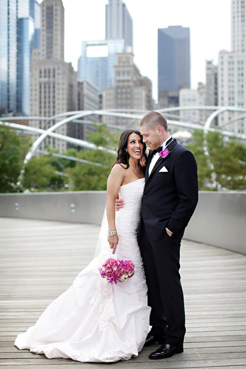 modern chicago real wedding at the Wit Hotel, pink, white, silver and navy wedding color palette, photos by Chris+Lynn