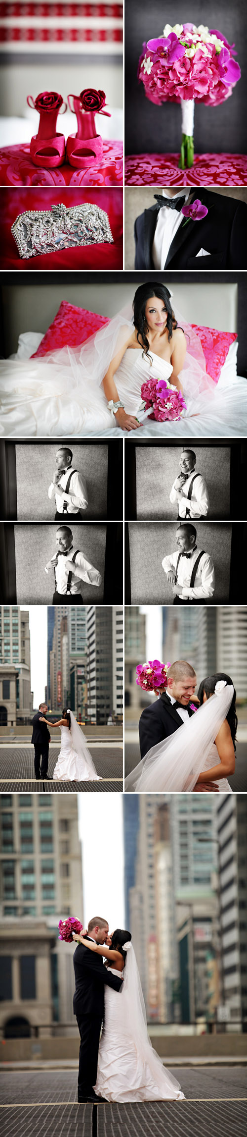 modern chicago real wedding at the Wit Hotel, pink, white, silver and navy wedding color palette, photos by Chris+Lynn