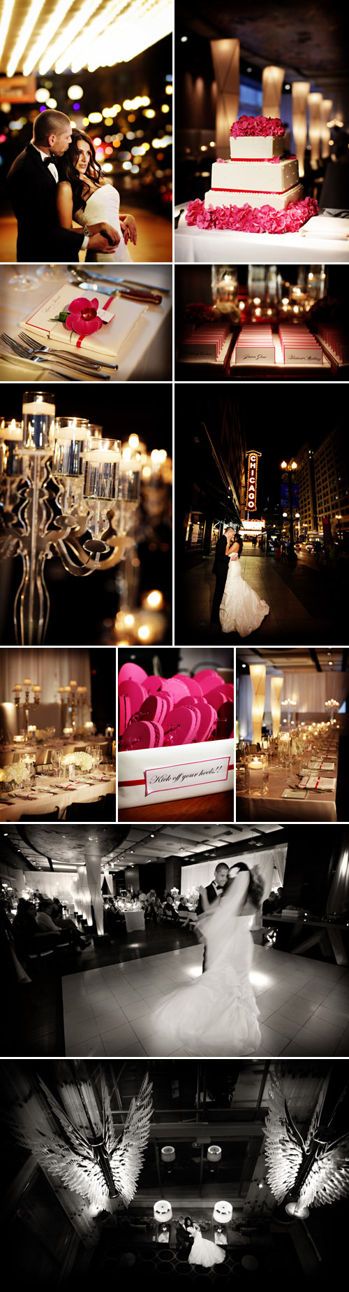 modern chicago real wedding at the Wit Hotel, pink, white, silver and navy wedding color palette, photos by Chris+Lynn