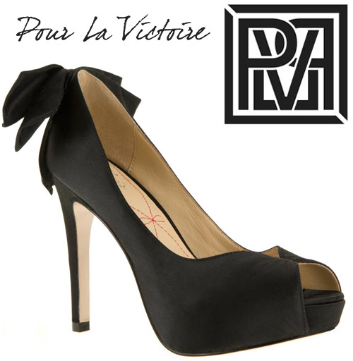 Pour La Victoire bridal shoe collection giveaway - black peep-toe wedding shoes