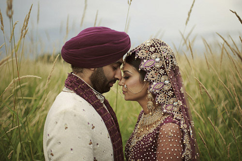 traditional Indian Sikh wedding in Vancouver, BC, purple, lavender, silver and black wedding colors, photos by Nordica Photography