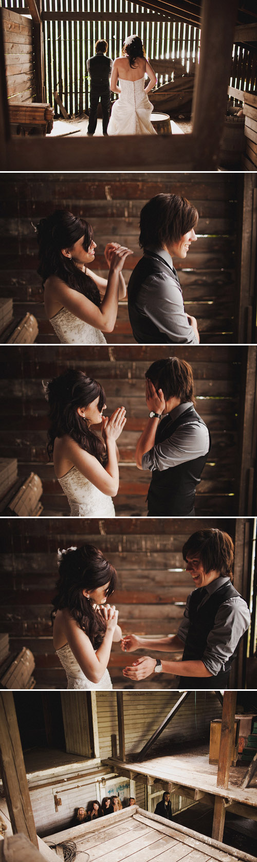 emotional first look of bride and groom, wedding portraits on a rainy day, Benj Haisch Photography