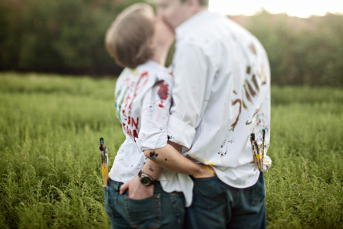 creative engagement photo shoot wile painting in Red Rock Canyon State Park, photos by Zudio Photography