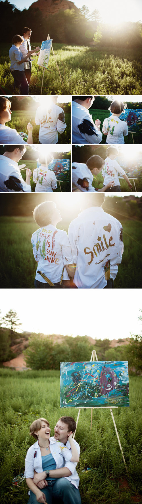 creative engagement photo shoot wile painting in Red Rock Canyon State Park, photos by Zudio Photography