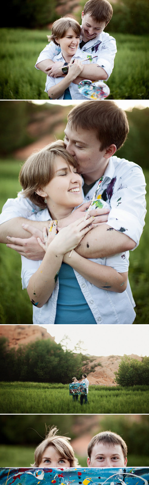 creative engagement photo shoot wile painting in Red Rock Canyon State Park, photos by Zudio Photography